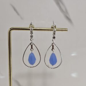 Aro colgante gota con piedra azul