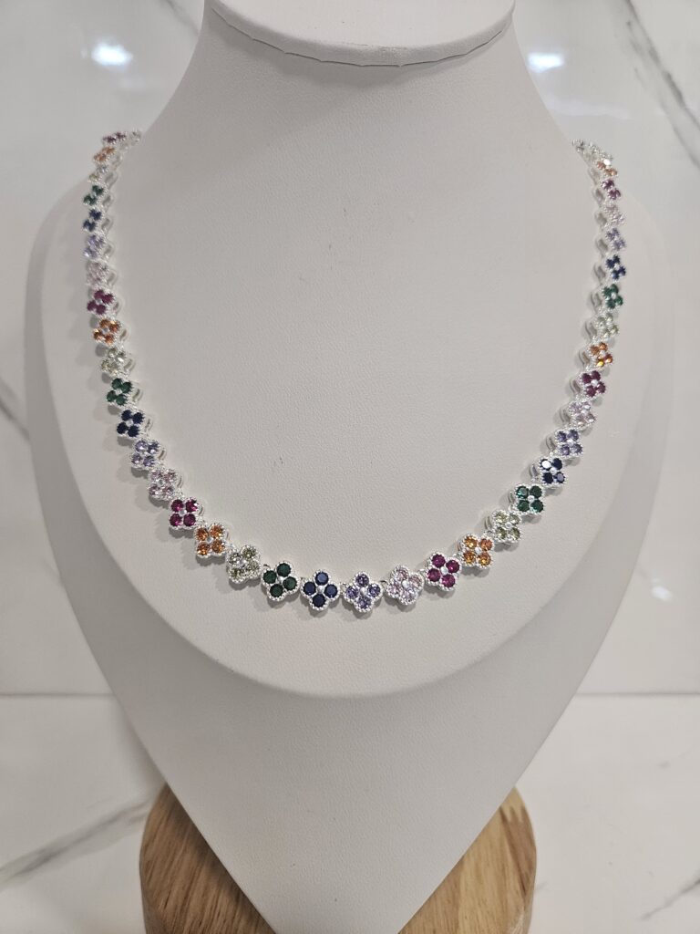 Cadena trebol circones multicolores