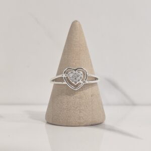 Anillo doble silueta y corazon con microcircones
