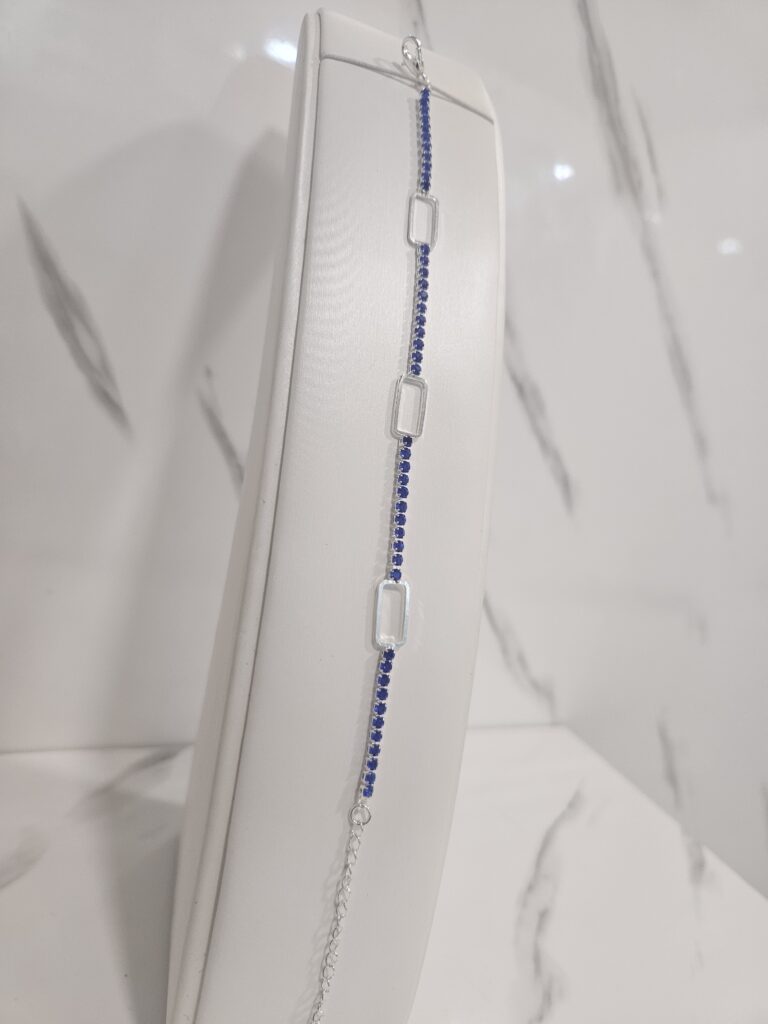 Pulsera tennis azul con rectangulos