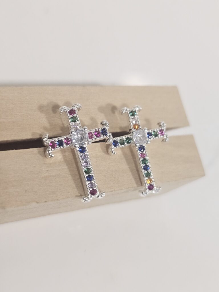 Aro pegado cruz con microcircones multicolores