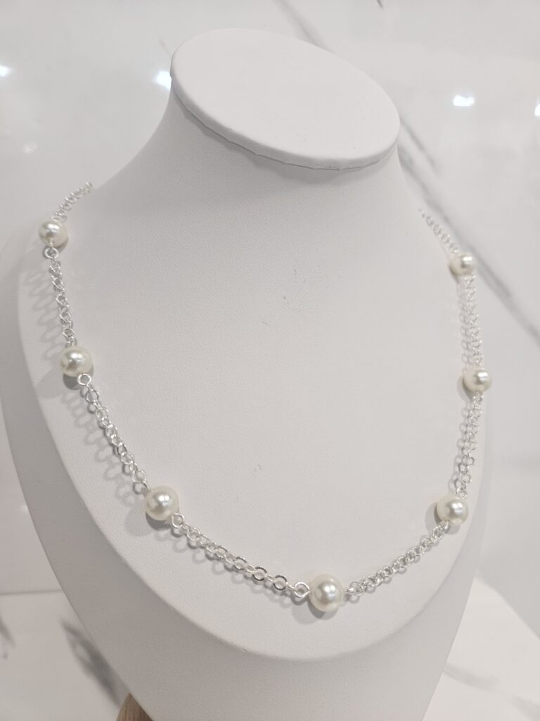 Cadena rolo con perlas