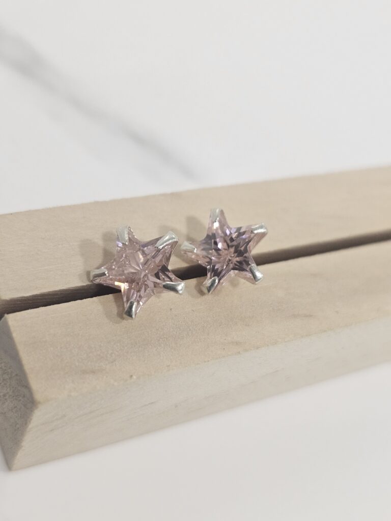 Aro pegado estrella circon rosa francia