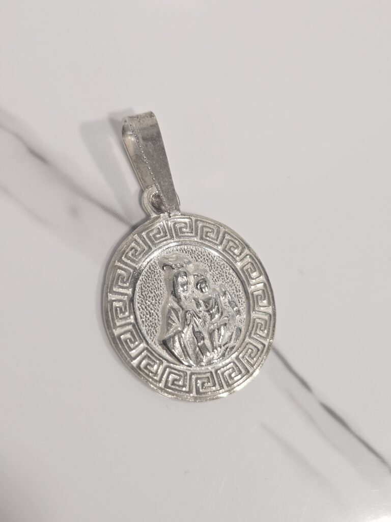 Colgante medalla rectangular virgen con cristo