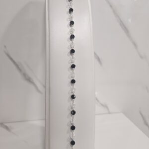 Pulsera bolitas cristal negras y trasparente