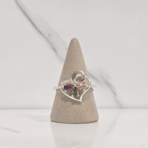 Anillo corazon con circones multicolores