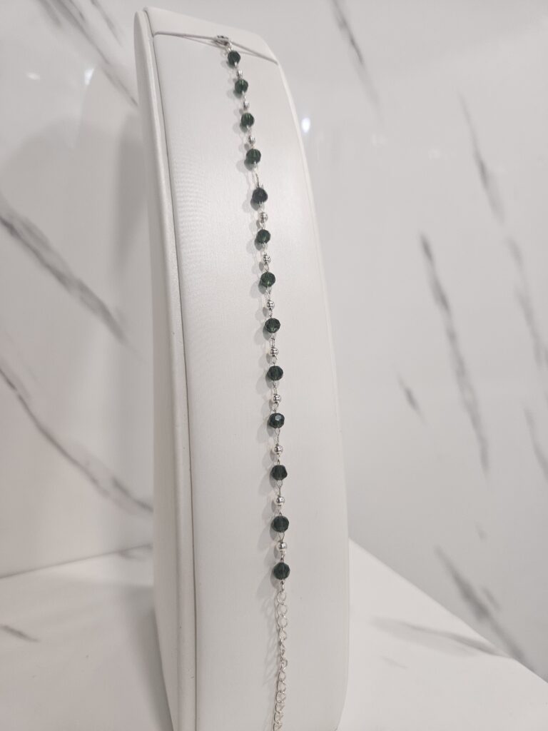 Pulsera esferas verdes oscuro con alargue