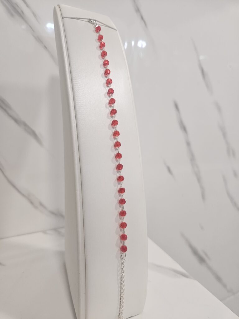 Pulsera esferas rojas con alargue