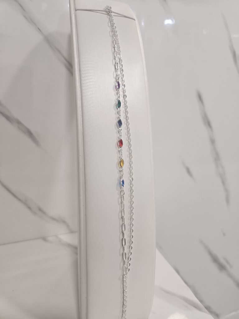 Pulsera doble con circones multicolores con alargue