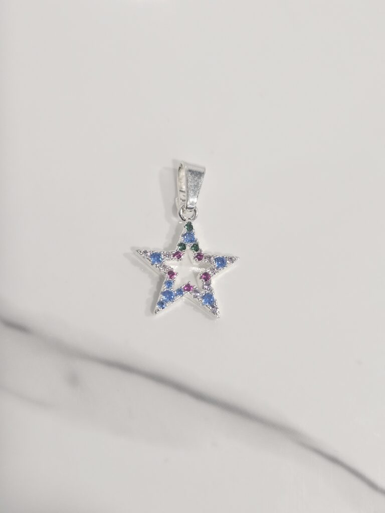 Colgante estrella con microcircones multicolores