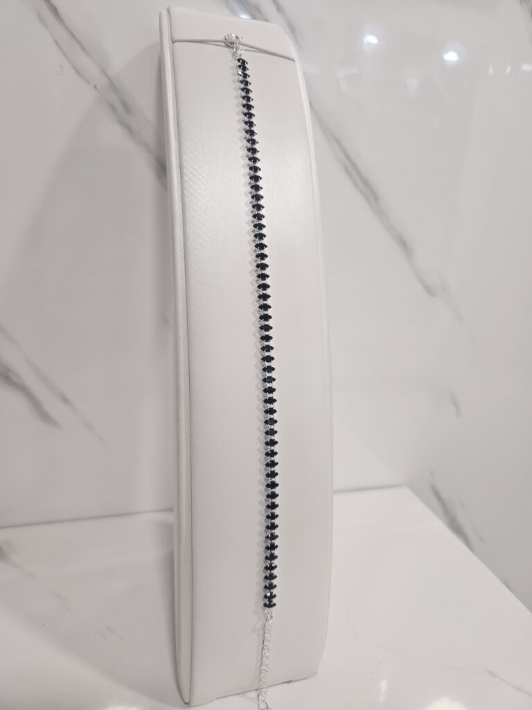 Pulsera tennis rombos negros con alargue - 4mm