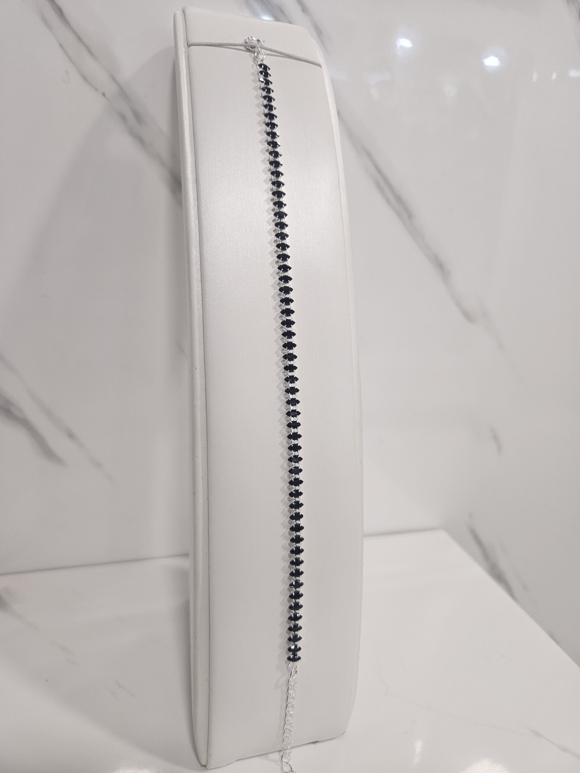 Pulsera tennis rombos negros con alargue - 4mm